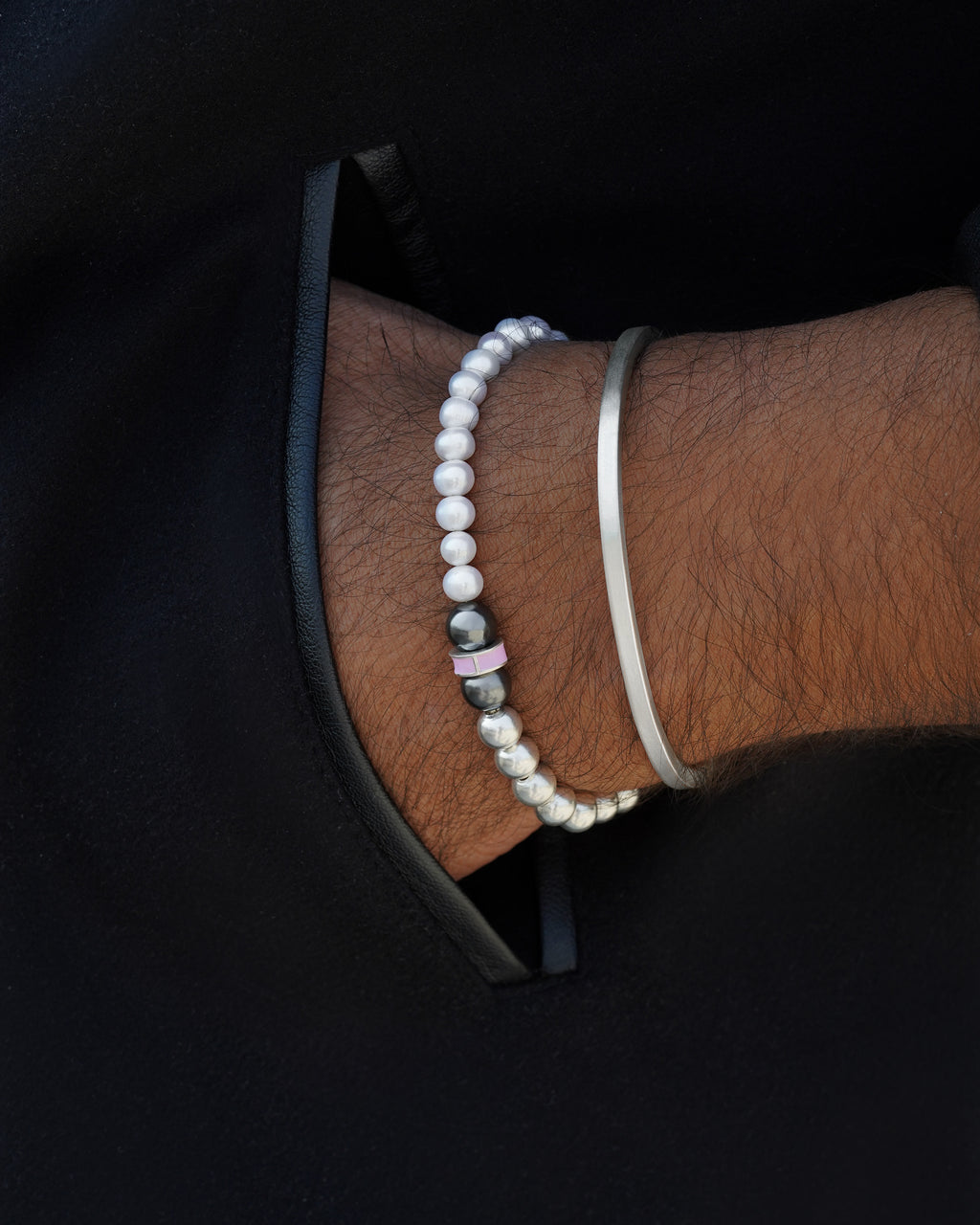 Men's Sterling Silver & Pearl Bracelets