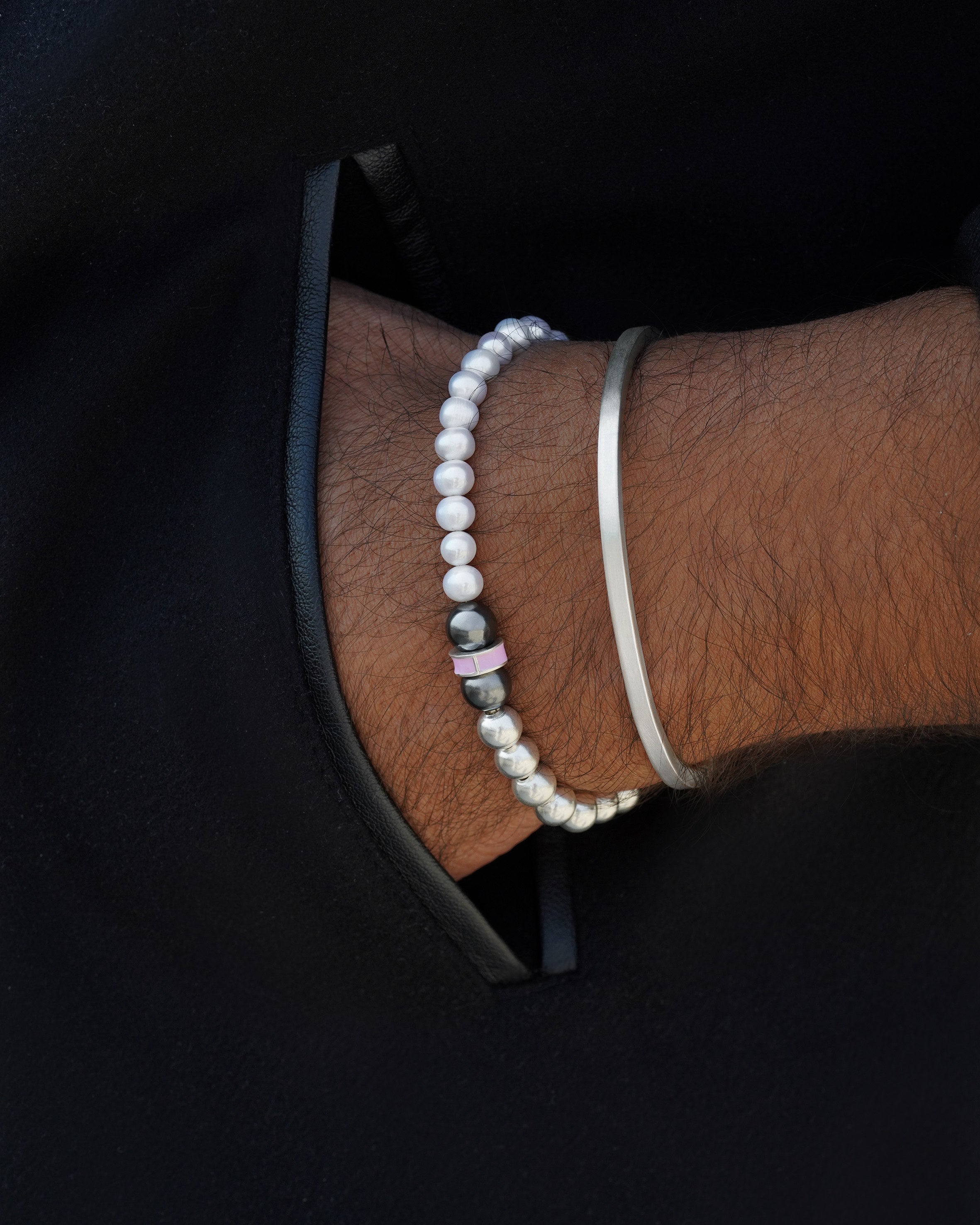 Men's Sterling Silver & Pearl Bracelets
