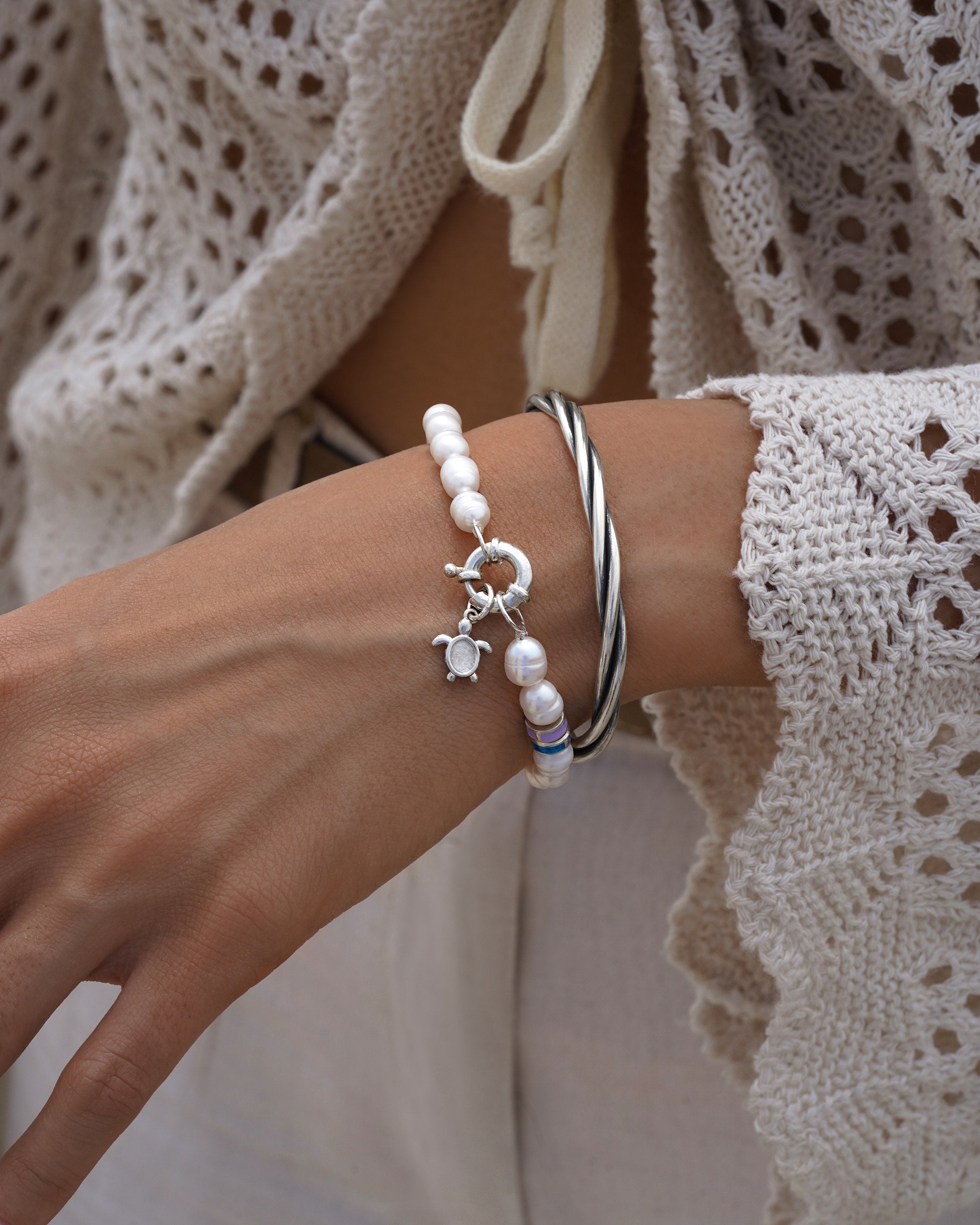 Bliss Bangel & Pearl Turtle Bracelets